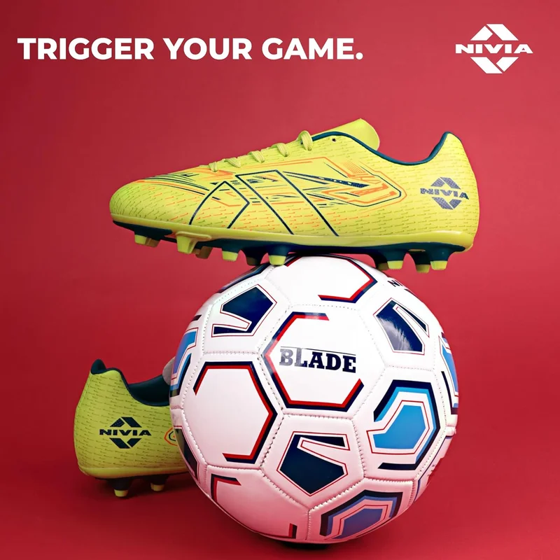 Nivia Nivia Neuron Football Studs for Men - Synthetic Leather Upper with TPU Blade Stud Sole and Dual Foam Collar for Hard Grass & Turf Surfaces