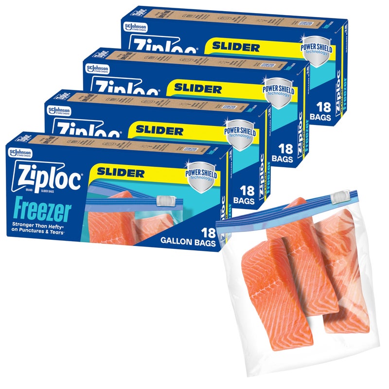 Ziploc Food Storage Gallon Freezer Slider Bags, Power Shield Technology for More Durability, 72 count - Image 1