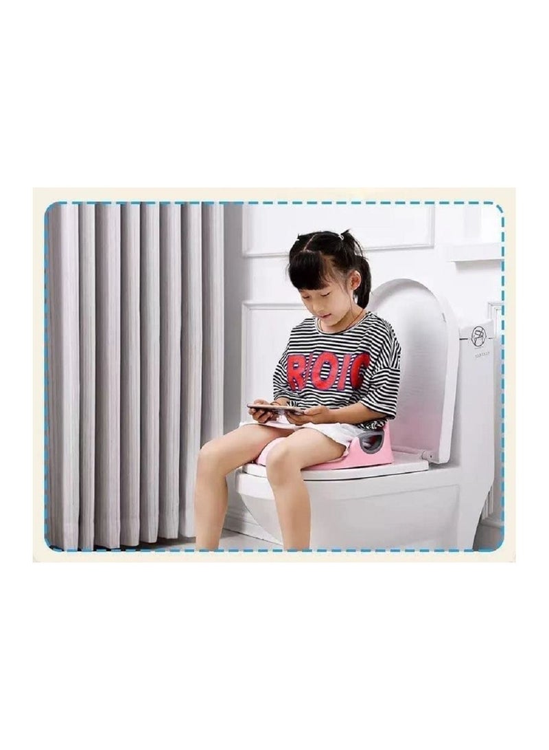 Delfino Babyclub Potty Training Toilet Seat for Kids Toddlers Boys Girls Toilet Trainer Ring with Handle with Backrest Pink - Image 3