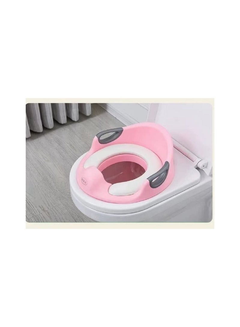 Delfino Babyclub Potty Training Toilet Seat for Kids Toddlers Boys Girls Toilet Trainer Ring with Handle with Backrest Pink - Image 2