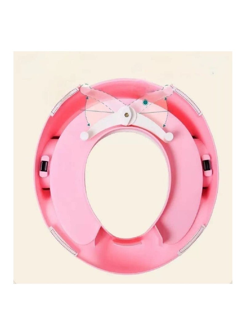 Delfino Babyclub Potty Training Toilet Seat for Kids Toddlers Boys Girls Toilet Trainer Ring with Handle with Backrest Pink - Image 4