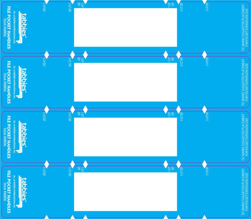 Tabbies 9-5/8 x 2 Inches File Pocket Handles, Light Blue/White, 48 per Pack (TAB68806), Light Blue, White - Image 1