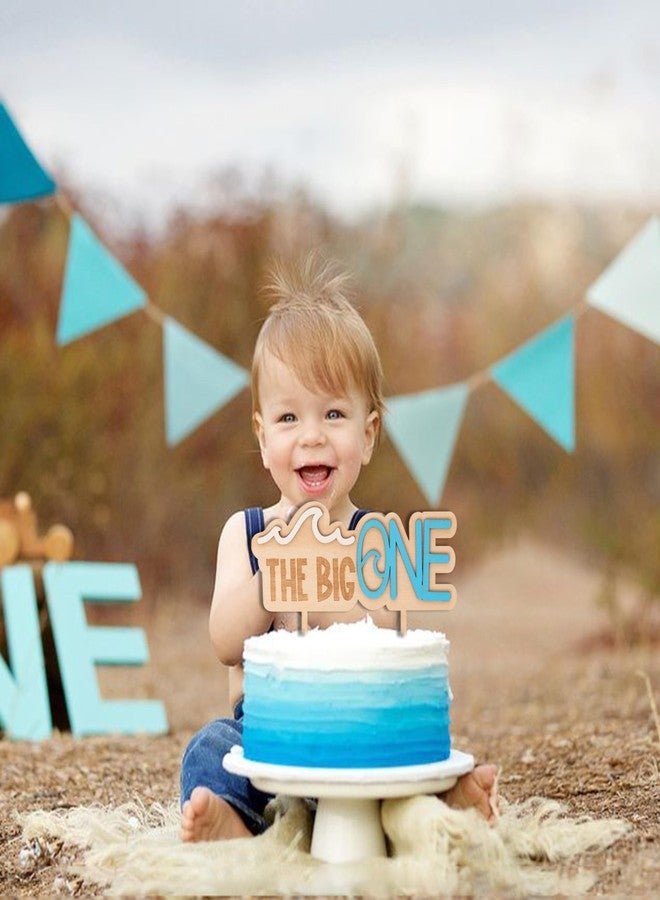 MUWEOL The Big One Wooden Cake Topper - Wave Theme First/1st Birthday Party Decoration,Surf Boy Party Decor，Smash Cake Photo Props (wave topper) - Image 4