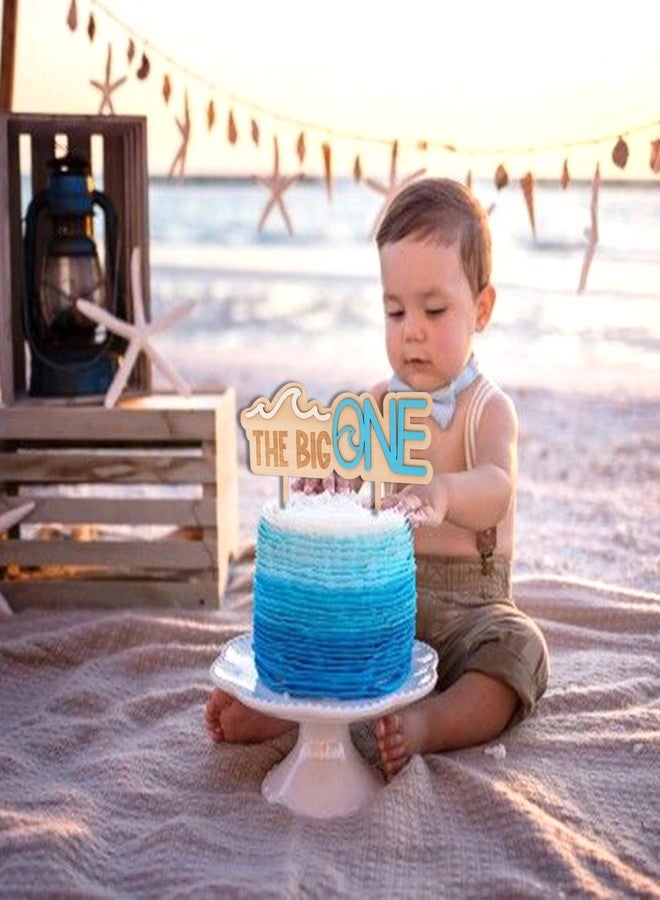 MUWEOL The Big One Wooden Cake Topper - Wave Theme First/1st Birthday Party Decoration,Surf Boy Party Decor，Smash Cake Photo Props (wave topper) - Image 3