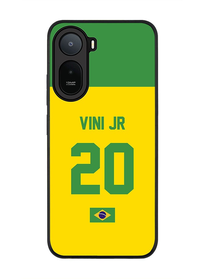 Stylizedd Rugged Case for Xiaomi Redmi A7 Pro 4G / Poco C81 / Poco C81 Pro / Poco C85x 5G- Slim Fit Hybrid Rubber Cover Football - Brazil,  Vini Jr