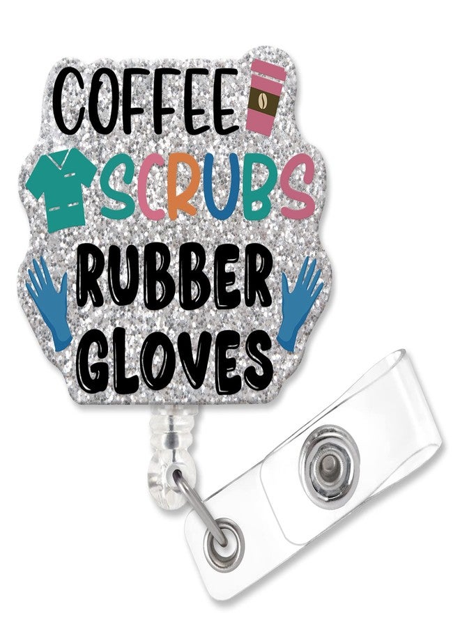 ZBBFSCSB Coffee Scrubs Rubber Gloves Funny Shaped Badge Scroll Holder with Metal Shark Clip, Hospital id Holders for Badges, Badge Gifts for Doctor Nurse for Operating Room, Coffee Lovers Gifts - Image 1