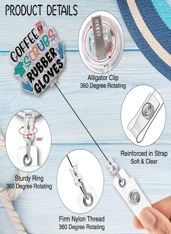ZBBFSCSB Coffee Scrubs Rubber Gloves Funny Shaped Badge Scroll Holder with Metal Shark Clip, Hospital id Holders for Badges, Badge Gifts for Doctor Nurse for Operating Room, Coffee Lovers Gifts - Image 3