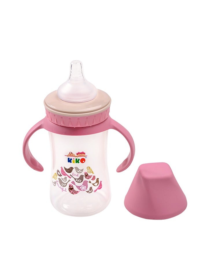 Kiko Wide Neck Feeding Bottle With Handle 250Ml, 6 Months +, Pink - Image 1