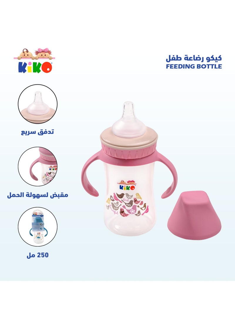 Kiko Wide Neck Feeding Bottle With Handle 250Ml, 6 Months +, Pink - Image 3