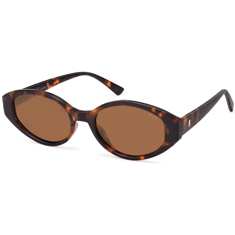 SOJOS Retro Oval Polarized Sunglasses for Women Chic Cat Eye Trendy Vintage Shades UV400 Protection,Tortoise Brown/Brown - Image 1