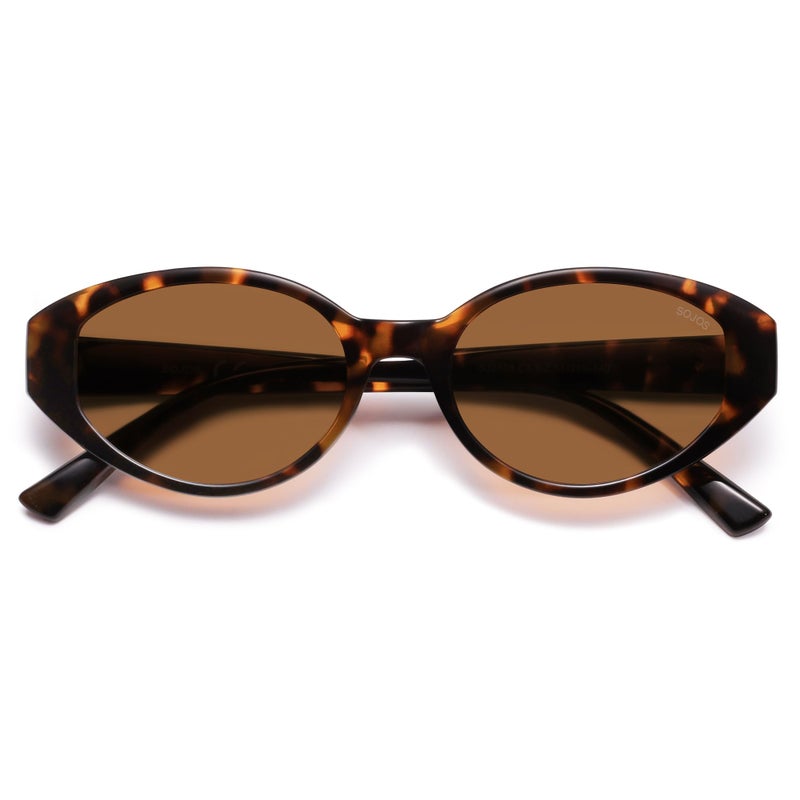 SOJOS Retro Oval Polarized Sunglasses for Women Chic Cat Eye Trendy Vintage Shades UV400 Protection,Tortoise Brown/Brown - Image 4