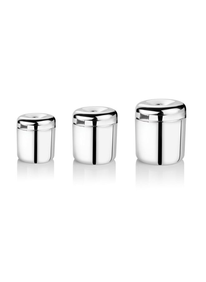 EMBASSY Stainless Steel Apple Deep Dabba/Canister - Set of 3 (900/1200/1500 ml; Sizes 10-12, Big) - Image 1