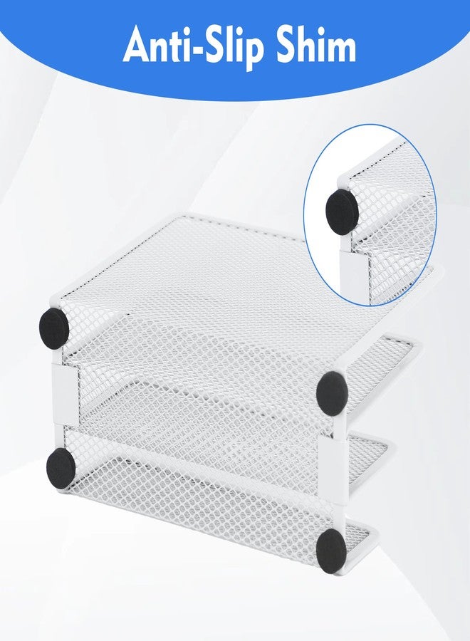 EASEPRES Desk Mail Organizer, Office Small Desktop Metal Mesh Envelope Letter Sorter Paper File Holder Organizer with 3 Vertical Upright Compartments, White 1 Pack - Image 4