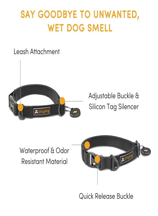 OllyDog Tilden Collar, Waterproof Dog Collar with Quick Release Buckle, Coated Stink-Proof Webbing, Lightweight Collar for Large, Medium and Small Dogs (Large, Black) - Image 2