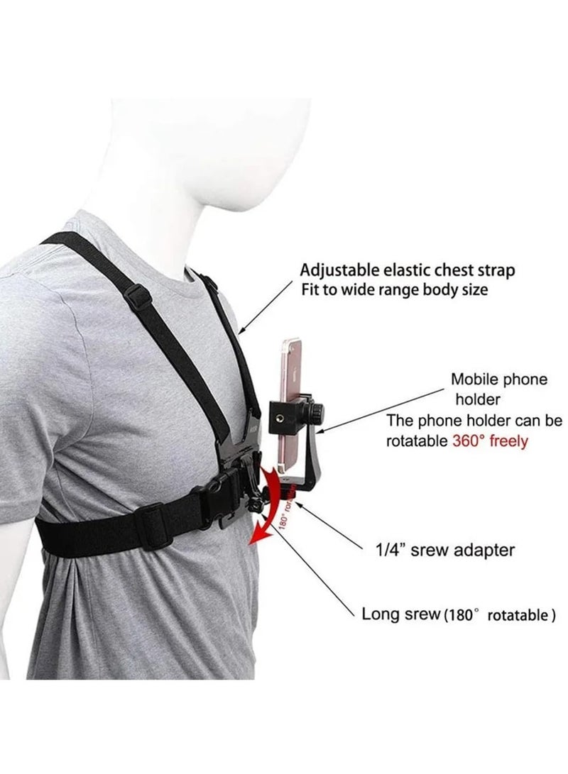 اسرلي وايت حزام تثبيت على الصدر قابل للتعديل لكاميرات GoPro وInsta360 وDJI Osmo Action والهواتف الذكية - خفيف الوزن ومريح ومستقر للرياضات الحركية - Image 3