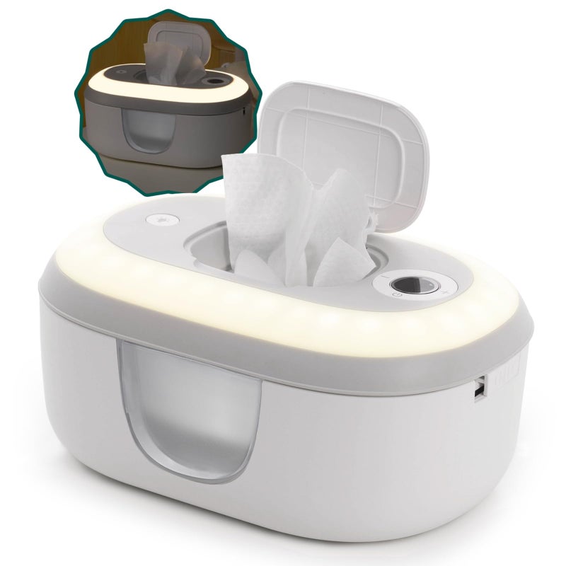 BABELIO Babelio Baby Wipe Warmer and Wet Wipes Dispenser Large Capacity Wipes Warmer for Babies with Night Light Top Even Heating 4Level Temperature 100131 Newborn Essentials