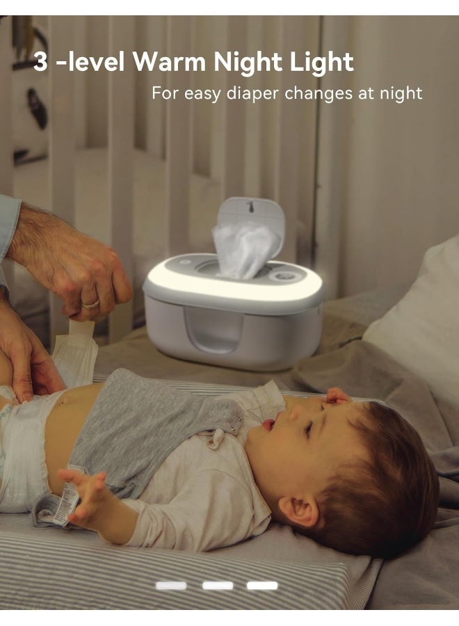 Babelio Baby Wipe Warmer and Wet Wipes Dispenser | Large Capacity Wipes Warmer for Babies with Night Light | Top Even Heating, 4-Level Temperature (100-131℉) | Newborn Essentials - Image 3