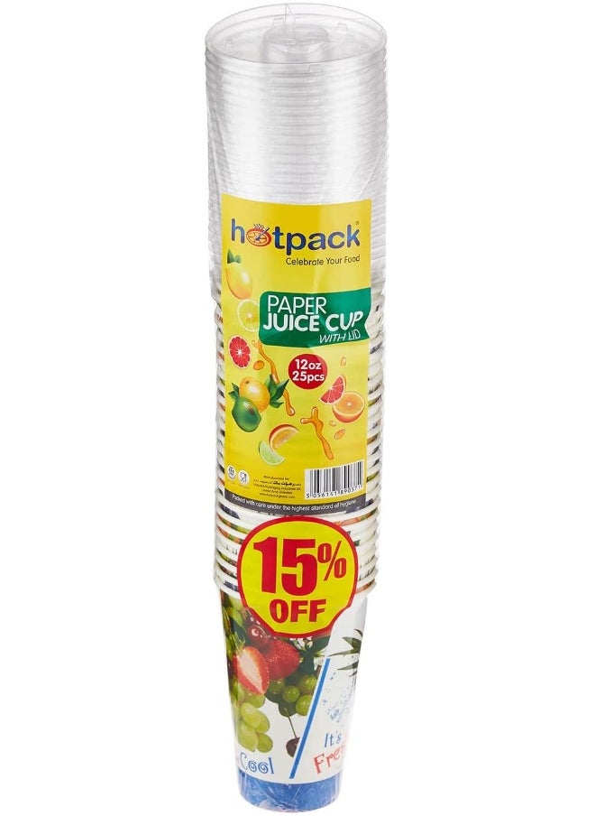 Hotpack هوت باك | 25 قطعة كوب عصير ورقي Pjc12 + غطاء عرض 15%  - Image 2