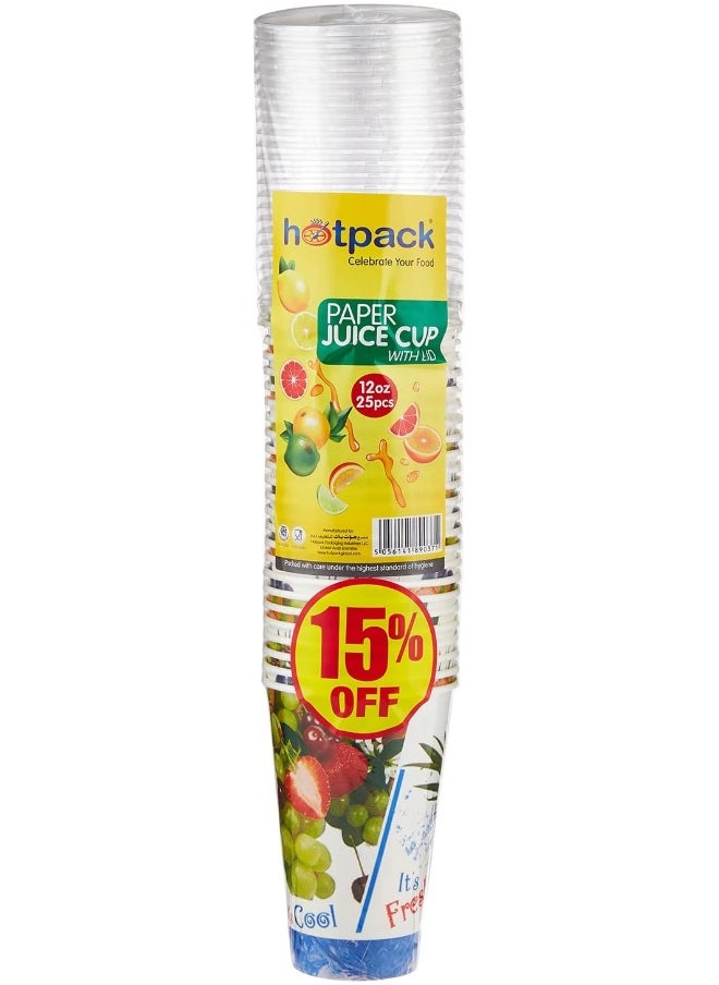 Hotpack هوت باك | 25 قطعة كوب عصير ورقي Pjc12 + غطاء عرض 15%  - Image 1