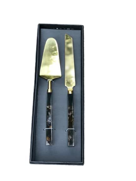 CREATIVE HANDS By Sheetal Cake Set A Knife Spatula Steel Copper Black Gold - Image 3
