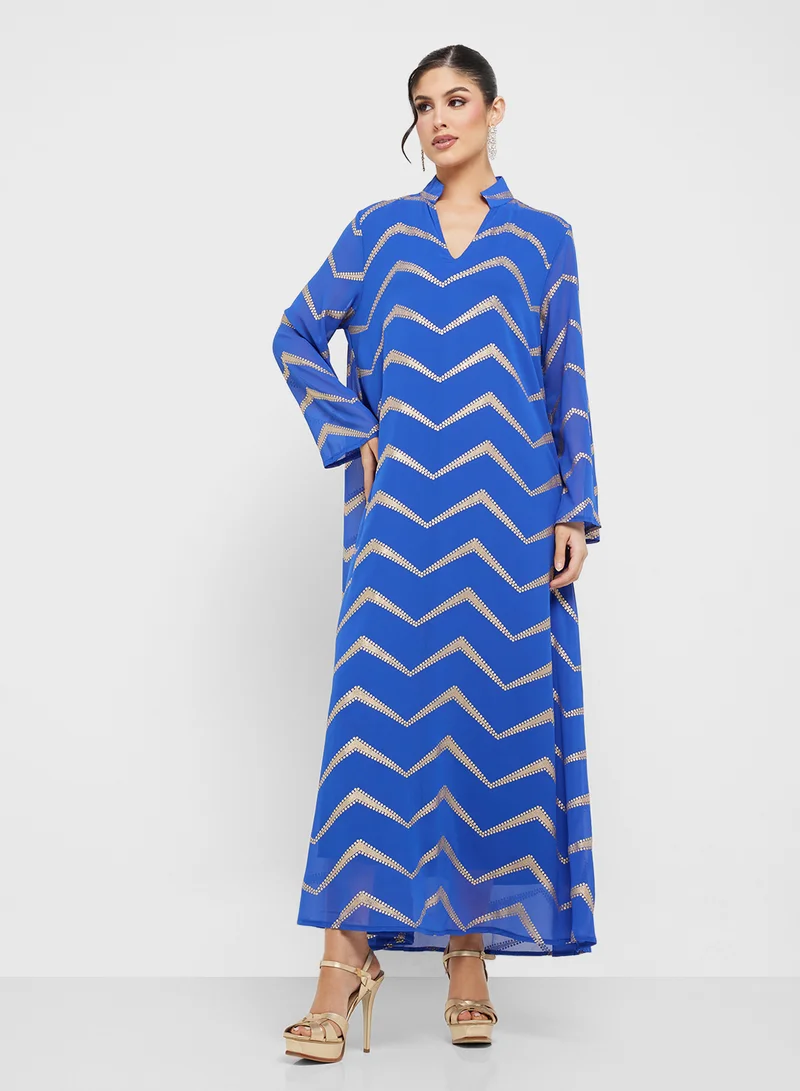 Khizana Chevron Print Dress