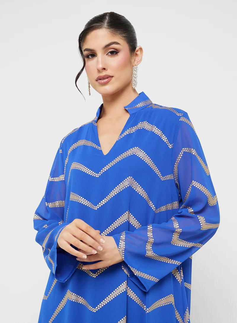Khizana Chevron Print Dress