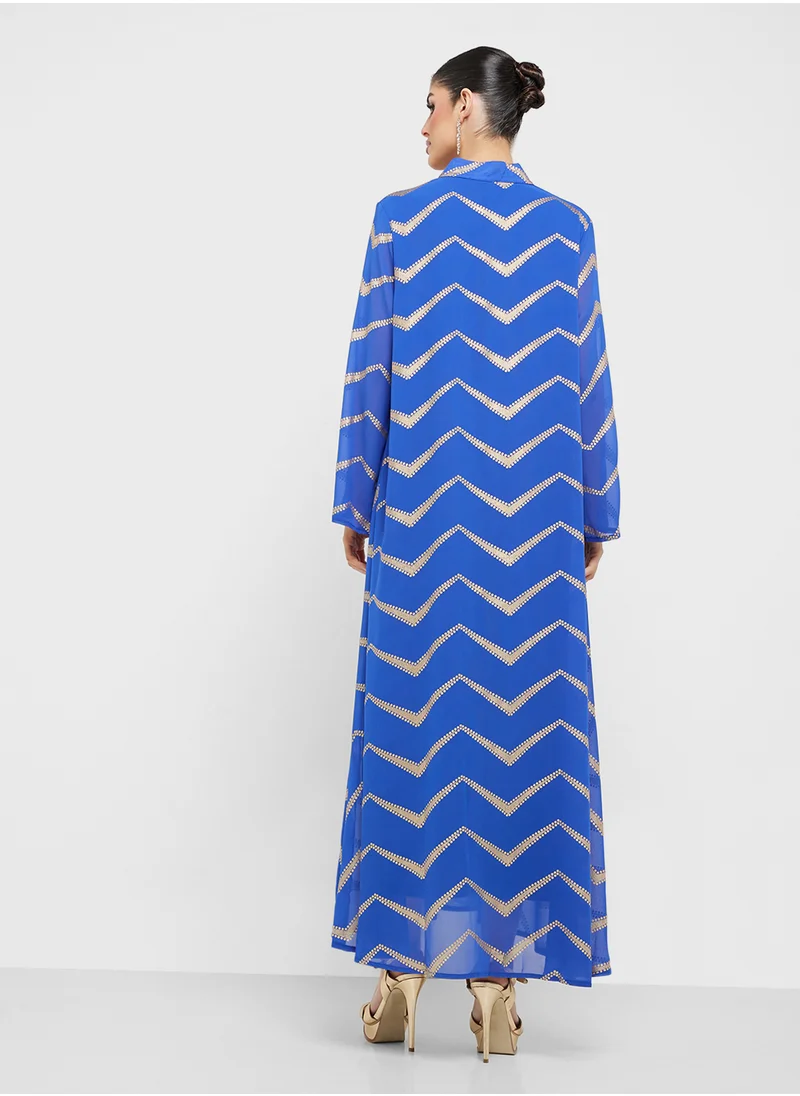 Khizana Dress With Foil Print