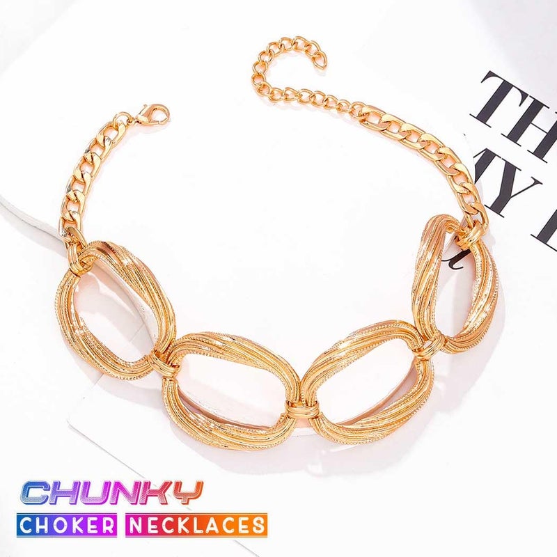 CLOACE Chunky Choker Necklace Gold Thick Necklaces Punk Cuban Chain Jewelry Accessories for Women (G) - Image 2
