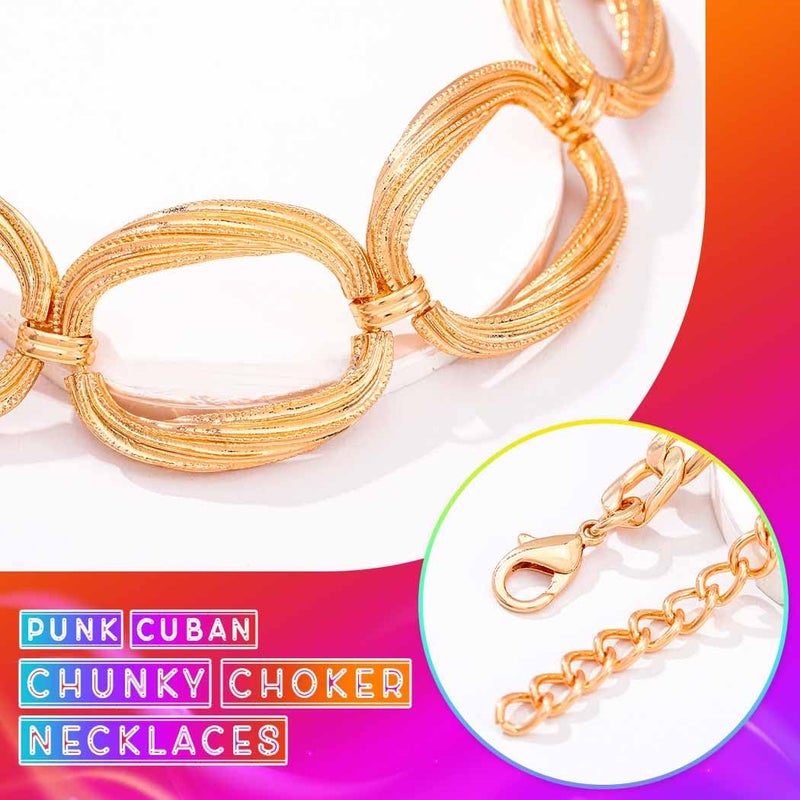 CLOACE Chunky Choker Necklace Gold Thick Necklaces Punk Cuban Chain Jewelry Accessories for Women (G) - Image 4