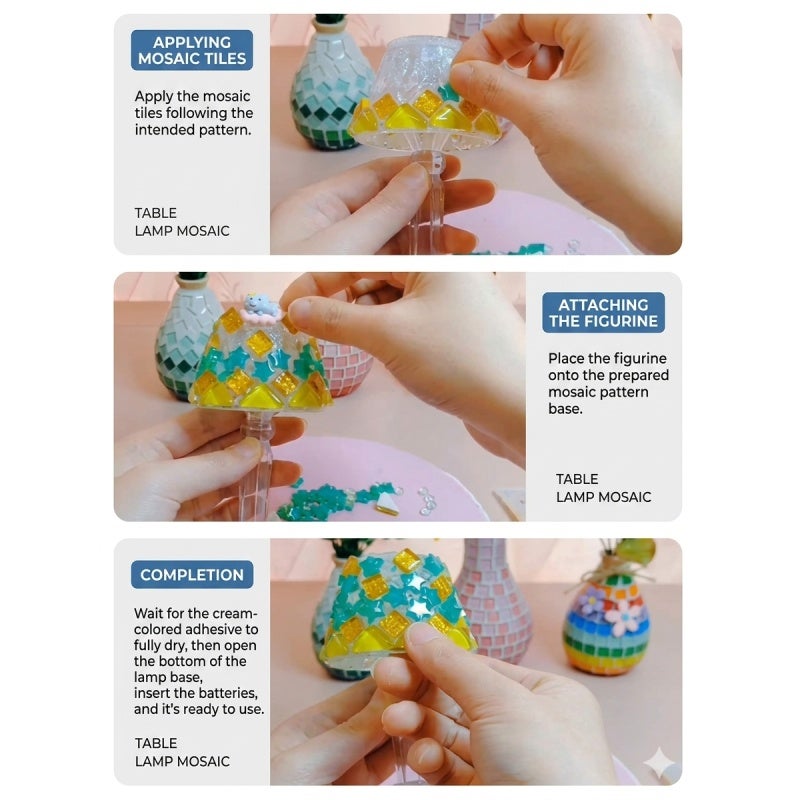 Coconut Tree Mosaic Lamp DIY Kit - Stained Glass Mosaic Craft for Adults - Unique Handmade Night Light Decor for Bedroom - Image 3