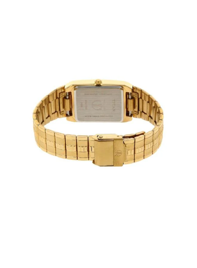 TITAN Men Analog Display Watch With Gold Metal Strap - 9151YM03