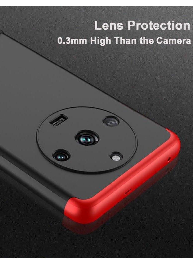 Realme 11 Pro Plus 5G Case, Ultra Thin Hard Full Protection Slim Matte Finish Grip Cover Phone Case with Hideable Stand for Realme 11 Pro+ (Black Red) - Image 3