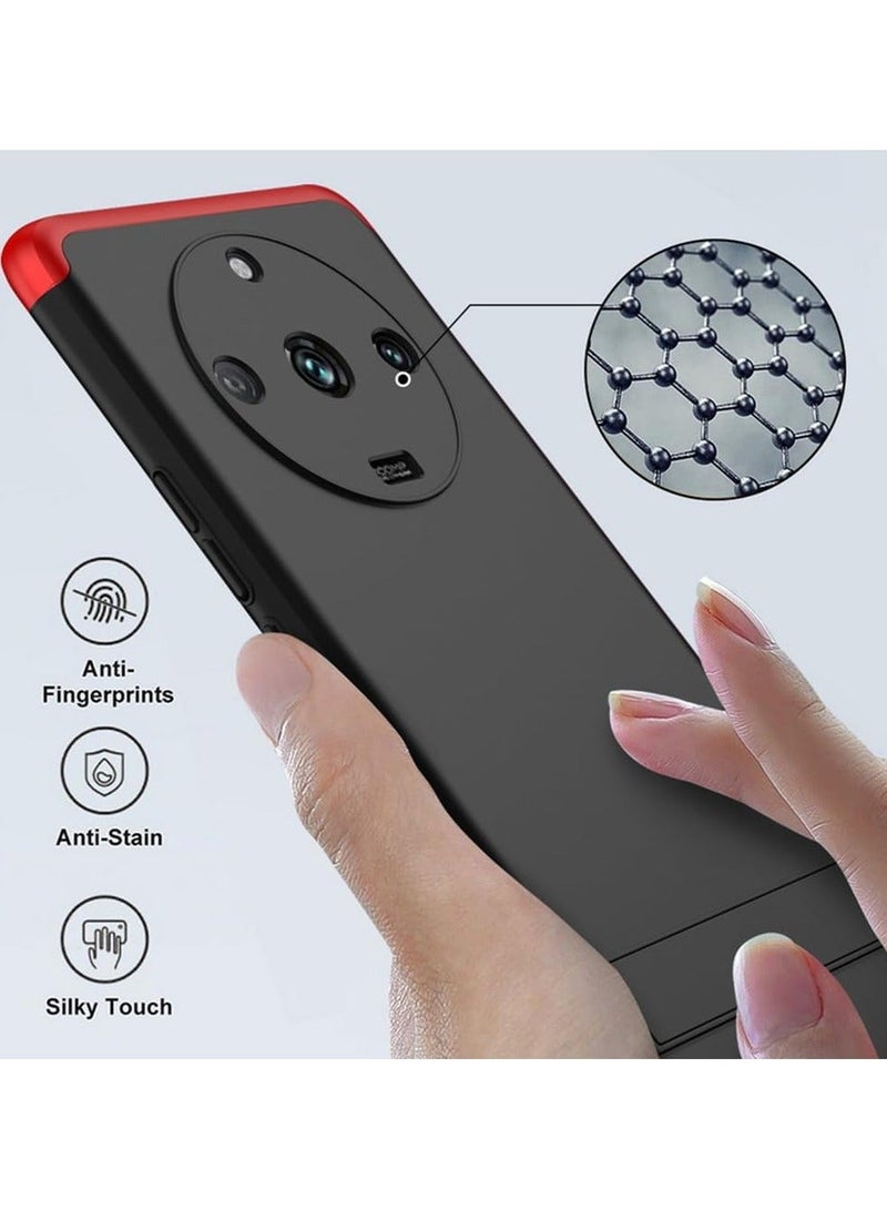 Realme 11 Pro Plus 5G Case, Ultra Thin Hard Full Protection Slim Matte Finish Grip Cover Phone Case with Hideable Stand for Realme 11 Pro+ (Black Red) - Image 2