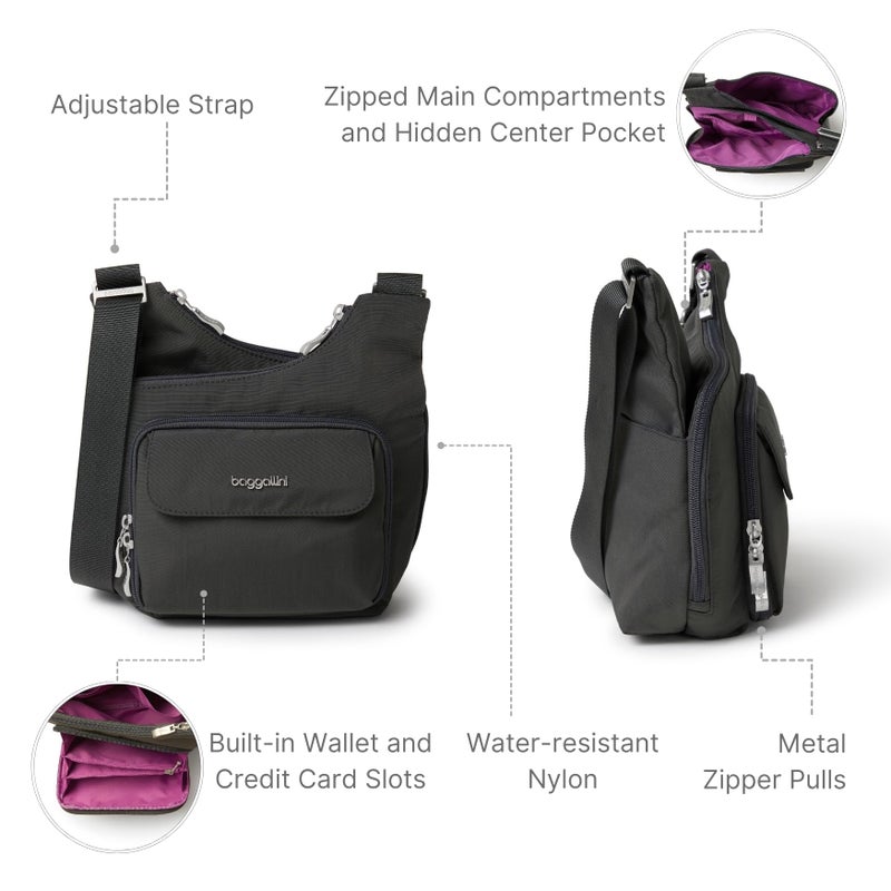 Baggallini unisex adult Criss Cross Handbags, Charcoal, One Size US - Image 3