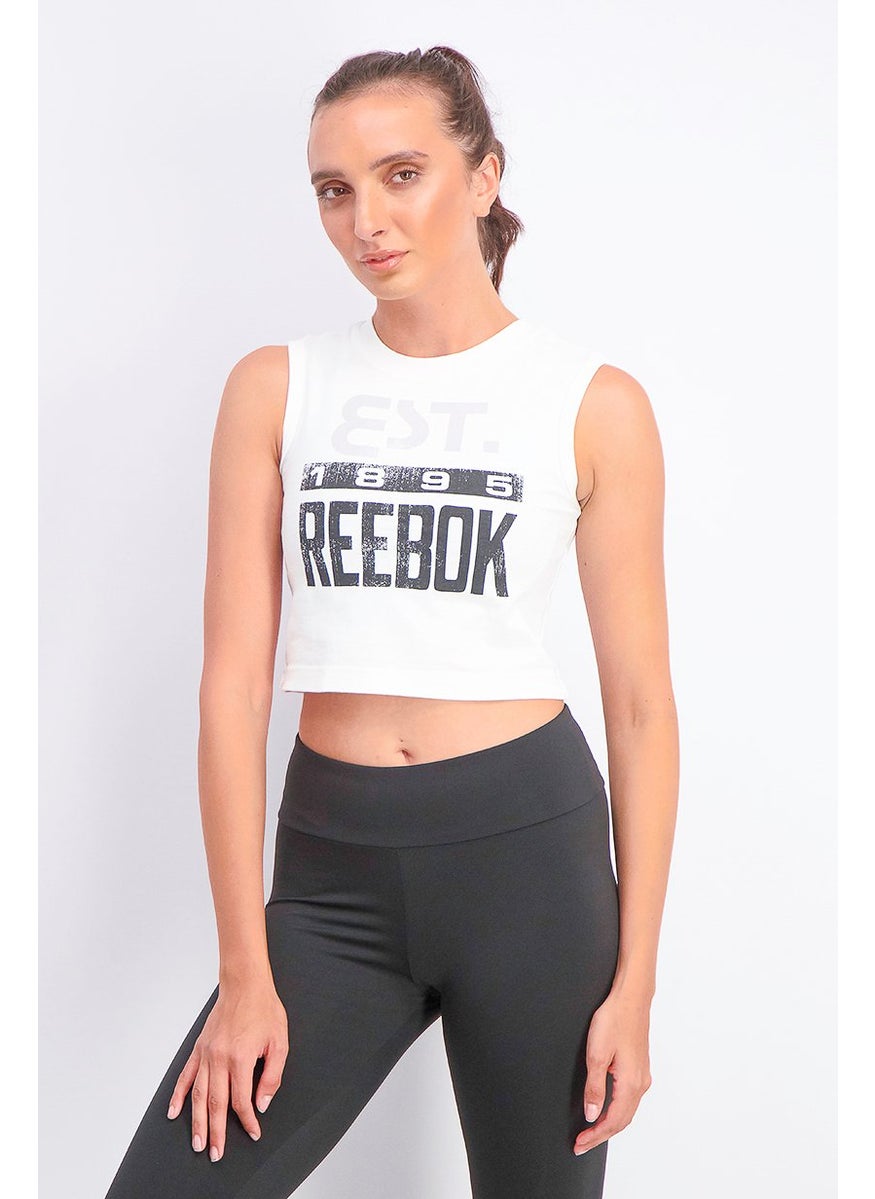Reebok Women Sleeveless Graphic Tank Top, White  - Image 1