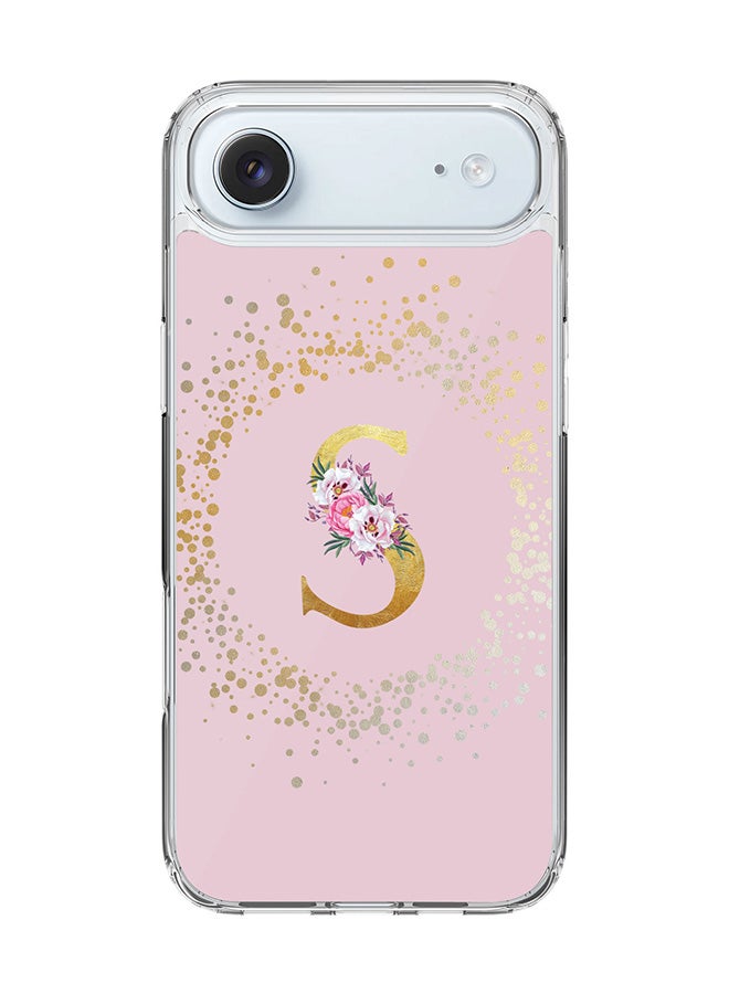 Stylizedd Classic Clear MagSafe Case for iPhone 17 Air , Hybrid Soft Case Flexible Edges Anti Drop TPU PC Gel Thin Transparent Cover [ Designed for iPhone 17 Air ] - Custom Monogram Initial Letter Floral Pattern Alphabet - S  (Pink ) - Image 1