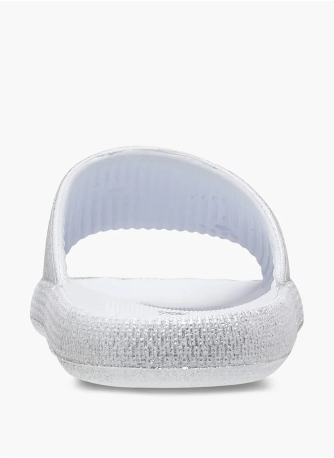 أكوا Girls' Glitter Textured Slip-On Slides