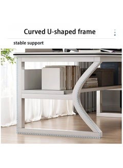 XiuWoo 2-Tier Fashion Gaming Desk Small Gaming Desk, PC Computer Desk, Laptop Table, Home Office Desk Workstation, Computer Corner with Storage Rack  - Image 2