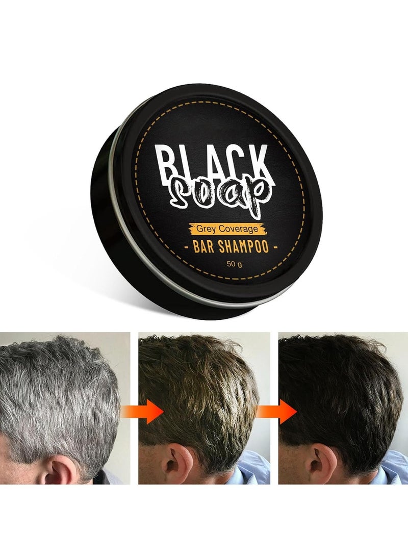 Black Soap - Men's Grey Coverage Bar Shampoo Hair Darkening Black Soap for Grey Hair Cover - Image 1