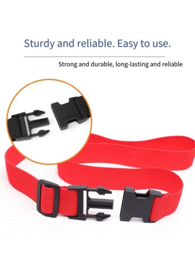 شريطان للأمتعة قابلان للتعديل وربطة عنق وحزامان لحقيبة الظهر باللون الأحمر - Image 3