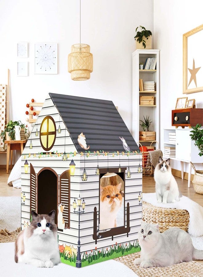 MUNILAIL Cardboard Cat House with Scratcher 16"x 13"x19" Cat Scratch House for Indoor Cats’ Birthday Large Cat Scratcher Box - Image 5