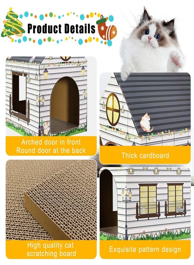 MUNILAIL Cardboard Cat House with Scratcher 16"x 13"x19" Cat Scratch House for Indoor Cats’ Birthday Large Cat Scratcher Box - Image 3