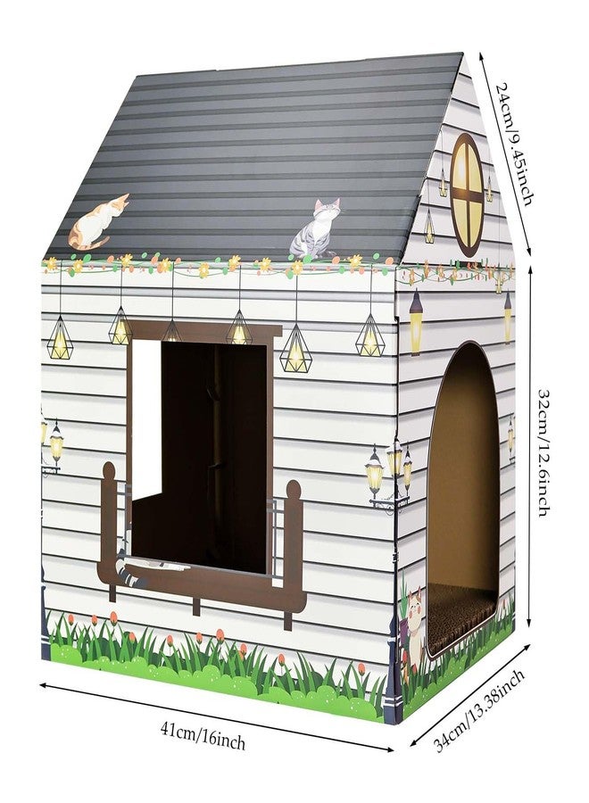 MUNILAIL Cardboard Cat House with Scratcher 16"x 13"x19" Cat Scratch House for Indoor Cats’ Birthday Large Cat Scratcher Box - Image 2