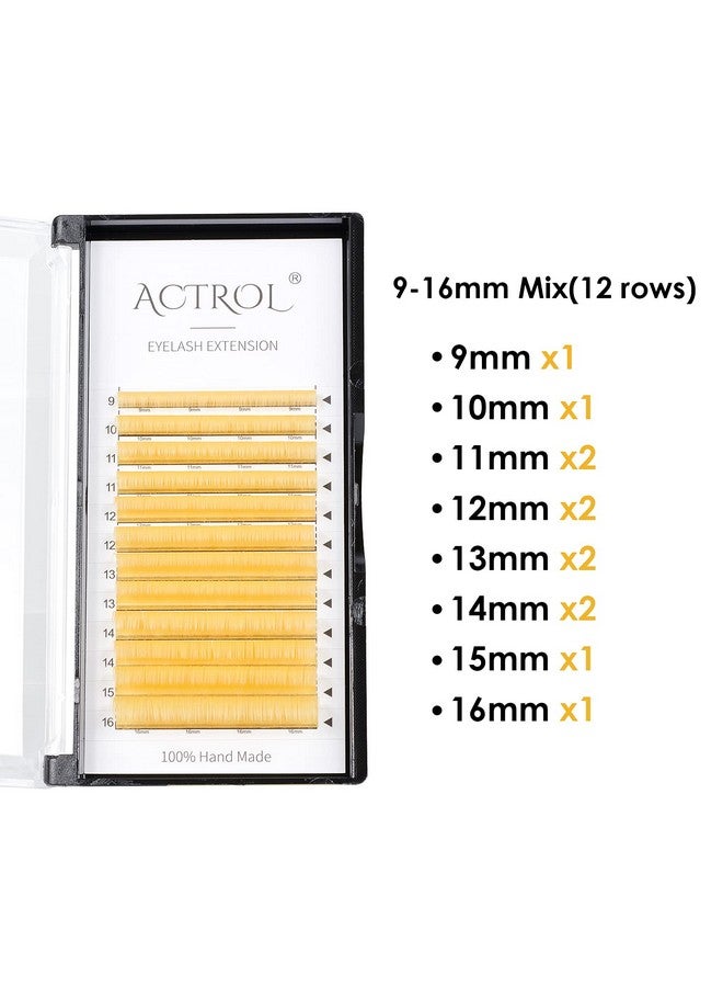 اكترول رموش صناعية ملونة سهلة التركيب، 9-16 مم، رموش صناعية صفراء فاتحة، تجعيدات على شكل حرف C، سهلة التركيب، 0.1 مم، رموش صناعية جاهزة، مستلزمات رموش كثيفة - Image 5