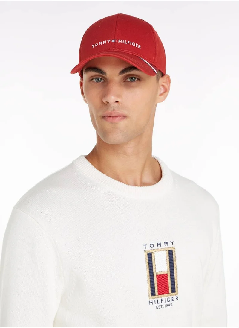 TOMMY HILFIGER Men's  Logo Embroidery Six, Red - Cotton