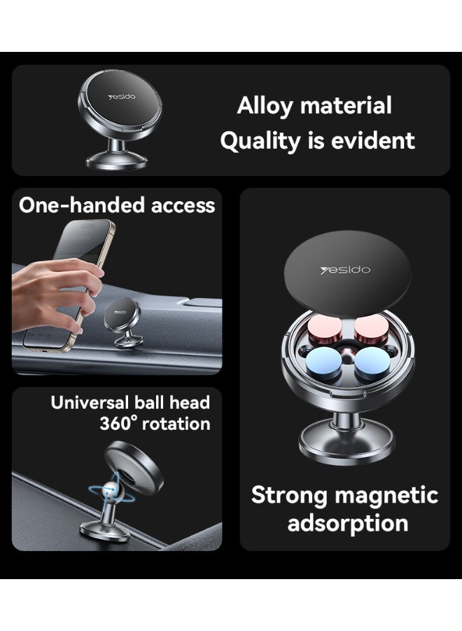 YESIDO C215 Mini Magnetic Car Phone Holder - Zinc Alloy - 360° Rotation - Strong Magnetic Suction (4 N50 Magnets) - Image 3