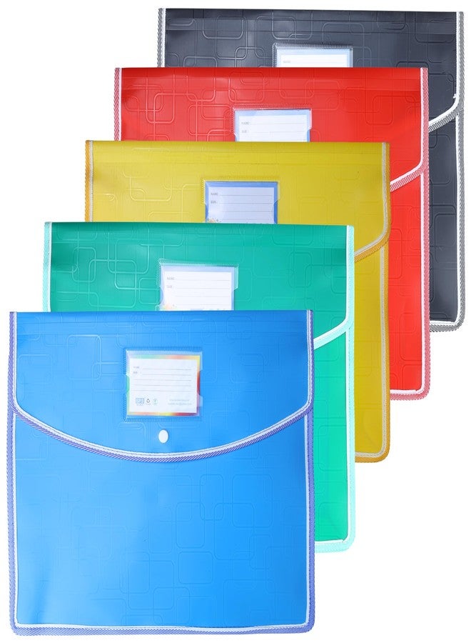 اس بي اس حافظة ملفات SPS، حقيبة تخزين ملفات مستندات A4/Foolscap مصنوعة من البولي بلاستيك غير شفاف مع زر كبس، مجموعة من 5 قطع (متعددة الألوان) - Image 3