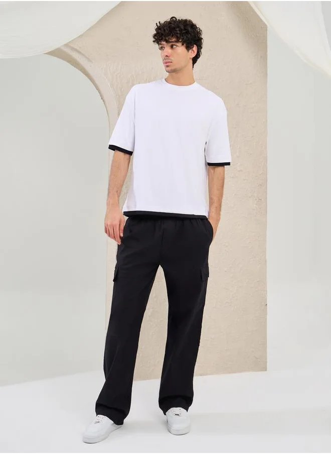 Styli Plain Contrast Detail Oversized T-Shirt