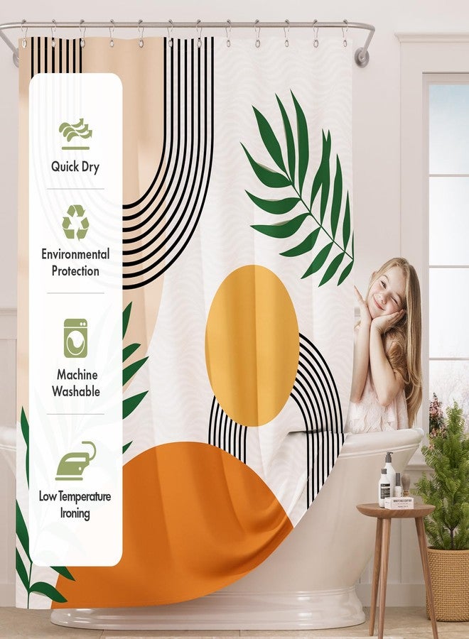 AmazerBath Fall Shower Curtain, Orange Abstract Cloth Shower Curtain Sets with 12 Shower Curtain Hooks, Luxury Hotel Quality Washable Farmhouse Polyester Fabric Bathroom Shower Curtains, 72x72 Inches - Image 2