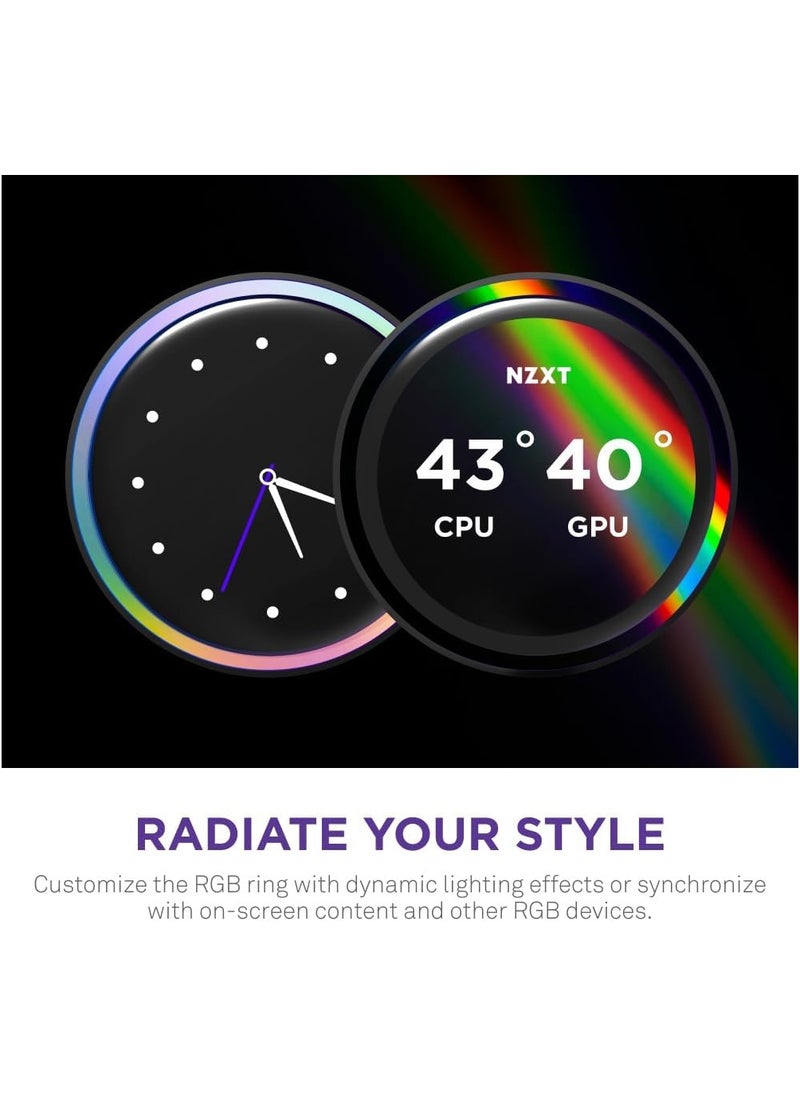 NZXT Kraken Elite 360 RGB - AIO CPU Liquid Cooler - 360mm Radiator - F360 RGB Core Fan - Customizable 2.72" IPS LCD Turbine Pump - Intel® LGA 1700, 1200/115X, 1851 - AMD® AM5, AM4 - White  - Image 2